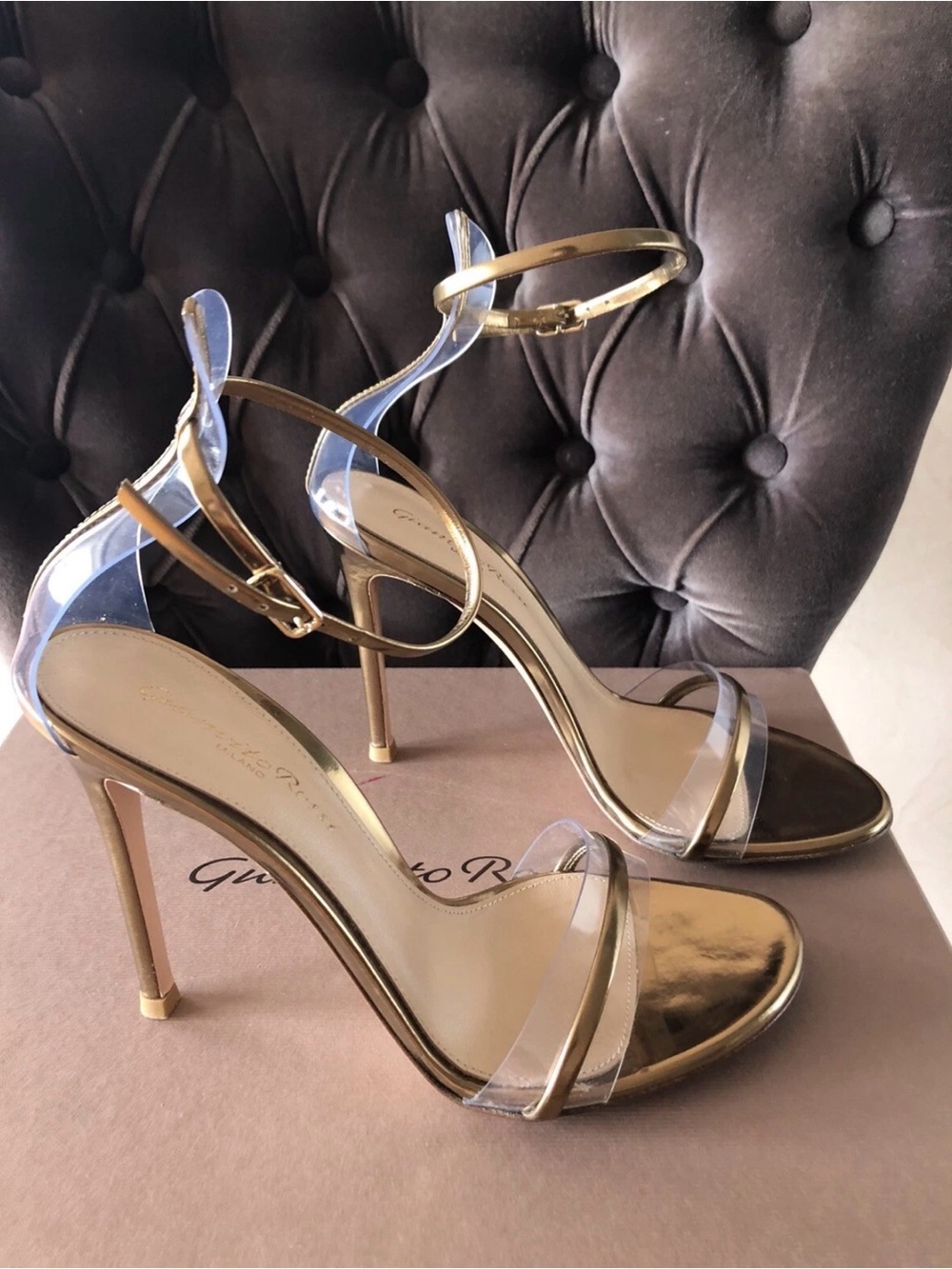 Gianvito Rossi Metallic Strappy Heels